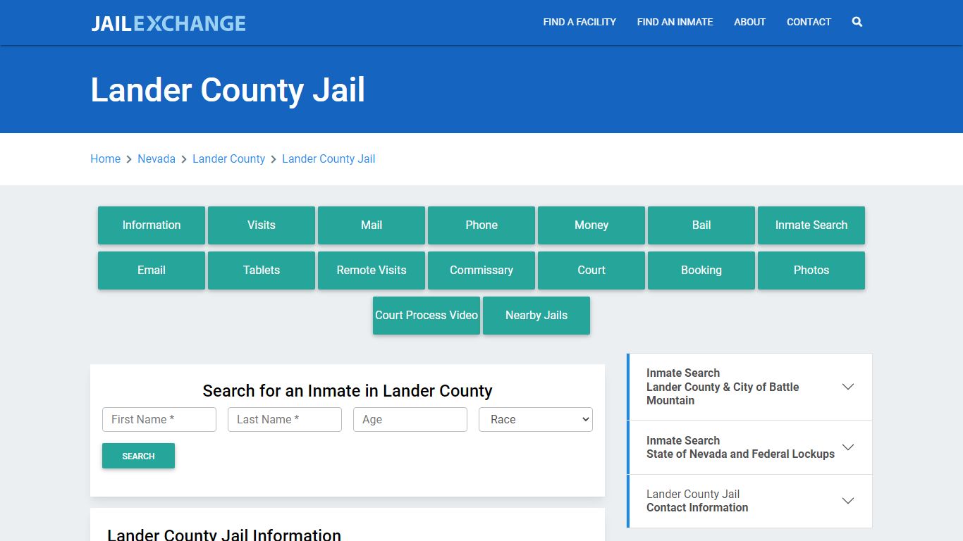 Lander County Jail Roster Lookup, NV, Inmate Search - Jail Exchange