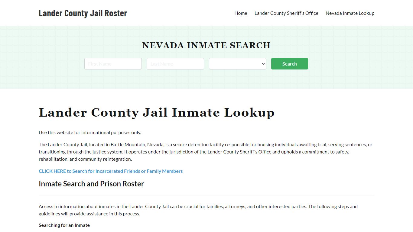 Lander County Jail Roster Lookup, NV, Inmate Search