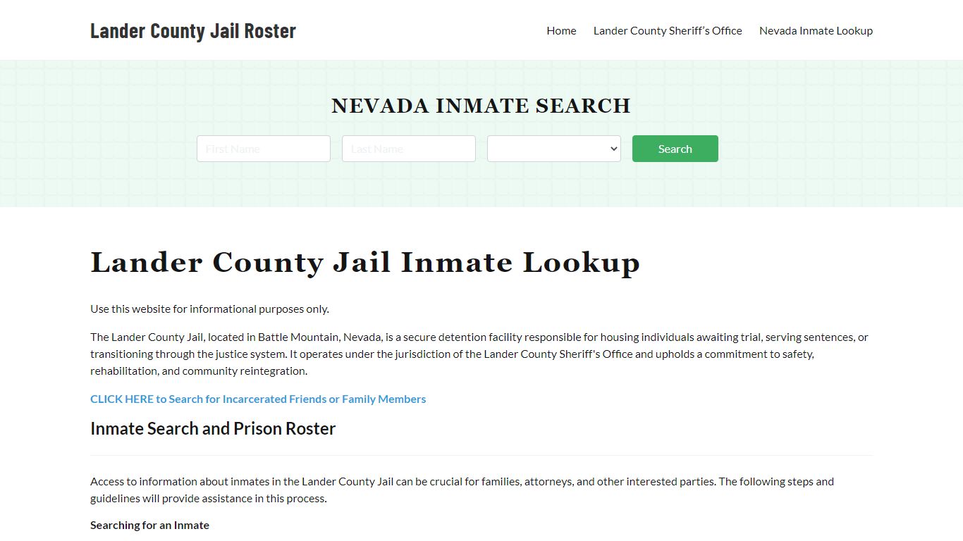 Lander County Jail Roster Lookup, NV, Inmate Search